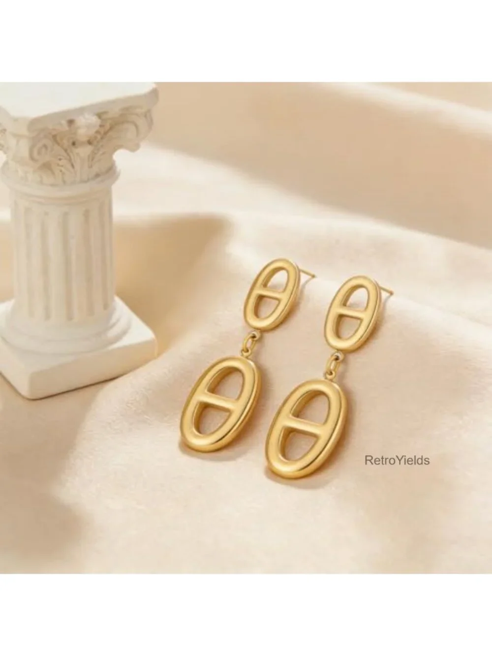 14K Gold Plated Paperclip Drop Dangle Earrings for Women Dainty Statement